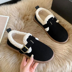 Mocasín zueco forrado cerrado para mujer, Negro