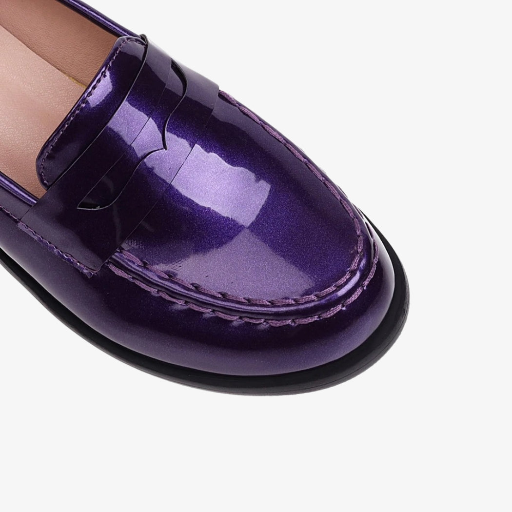 Mocasines de charol en piel sintética de colores para mujer