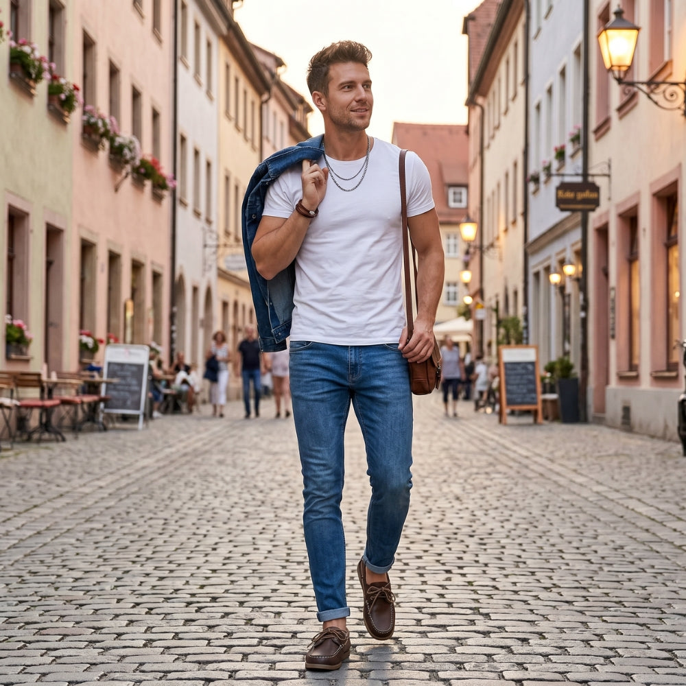 Mocasines náuticos de piel marrón para hombre
