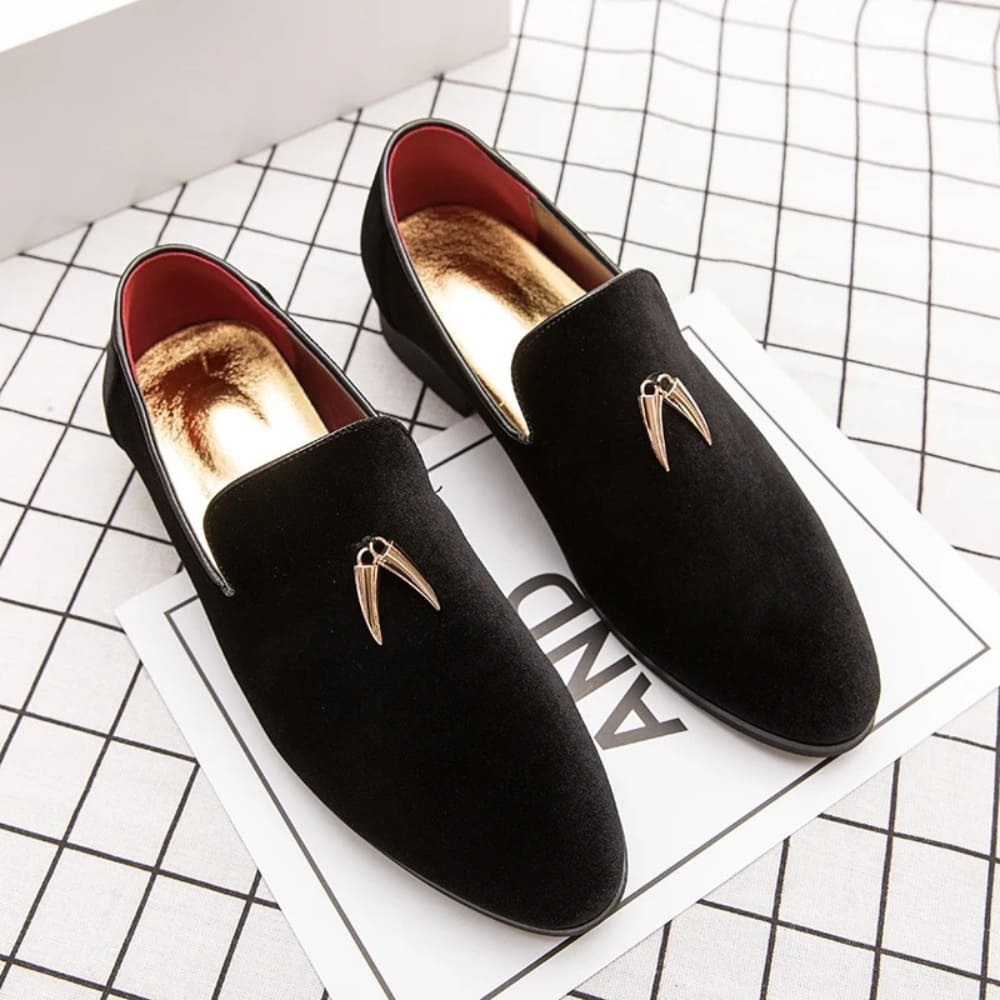 Mocasines de terciopelo con tacón para mujer
