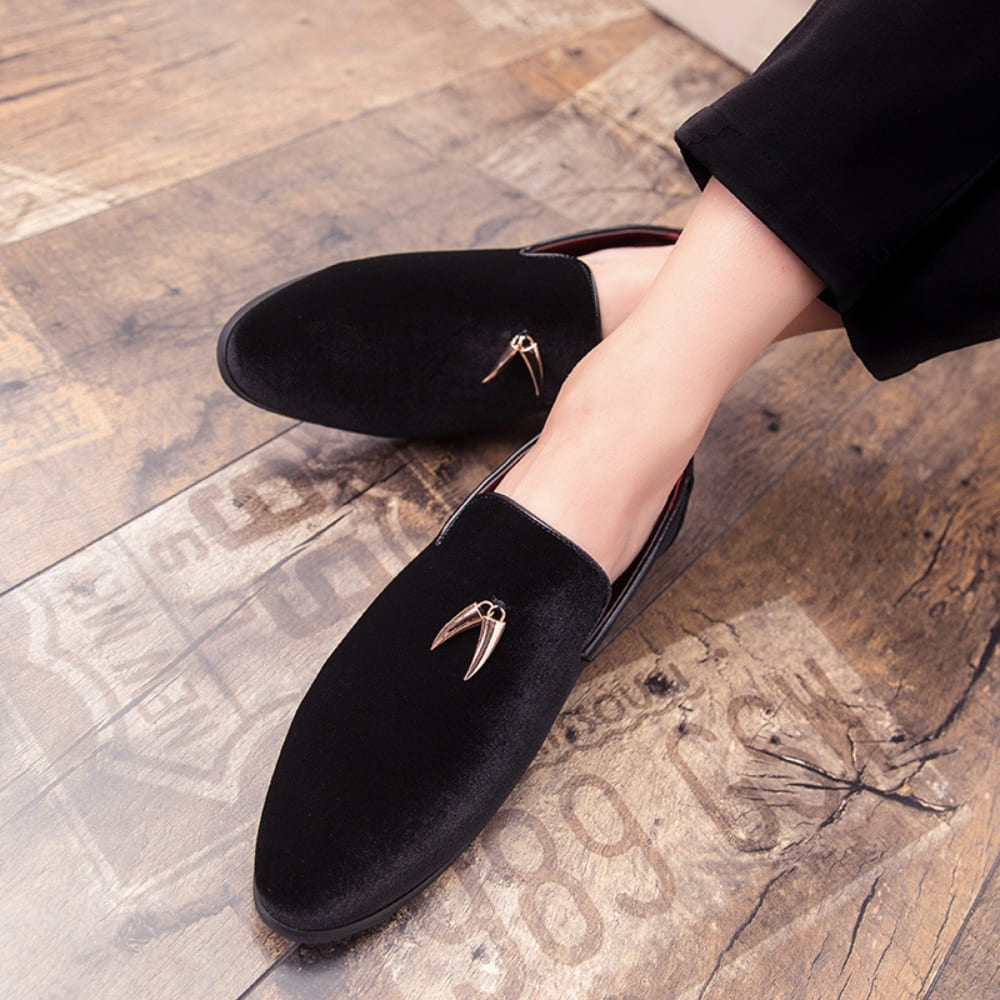 Mocasines de terciopelo con tacón para mujer