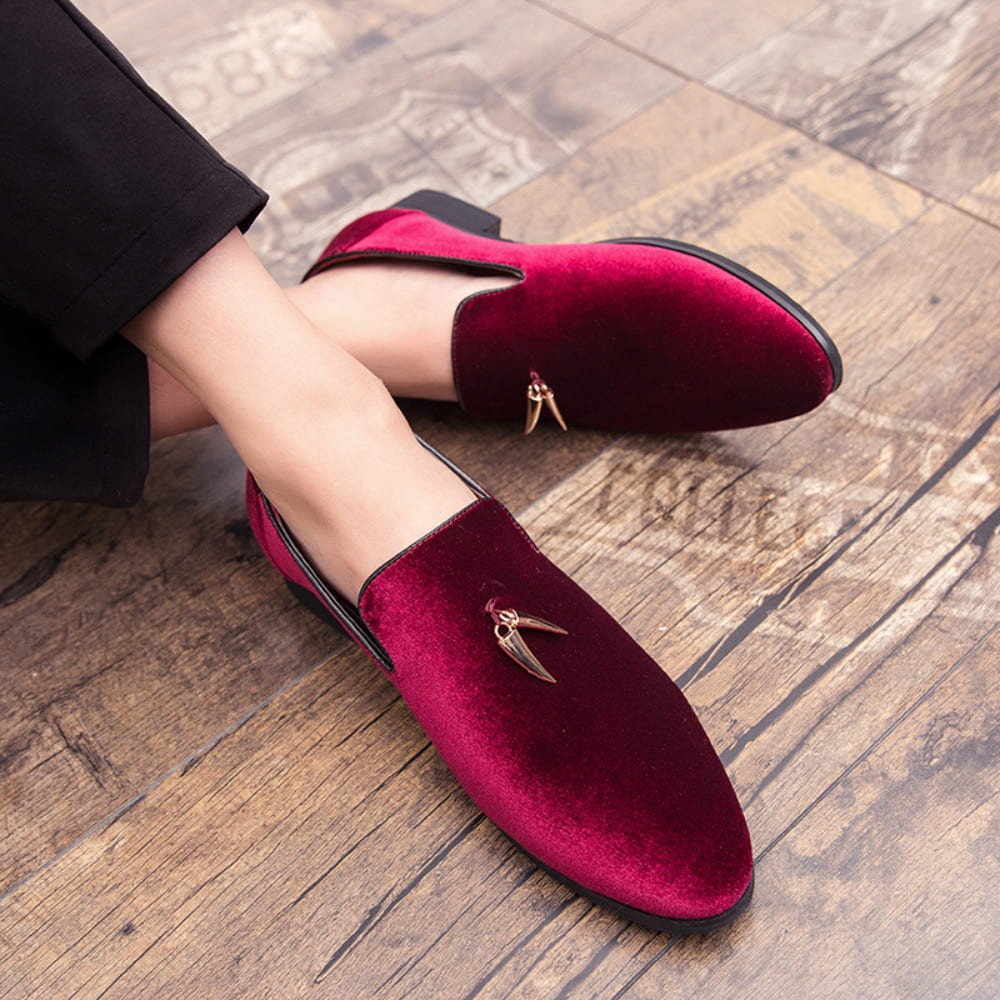 Mocasines de terciopelo con tacón para mujer