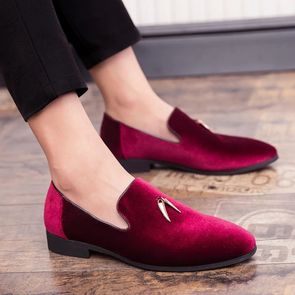 Mocasines de terciopelo con tacón para mujer