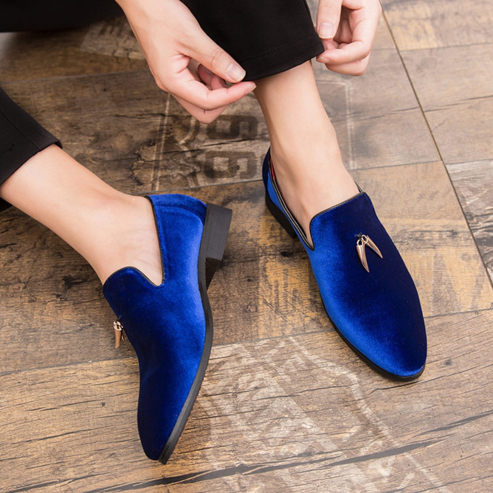 Mocasines de terciopelo con tacón para mujer