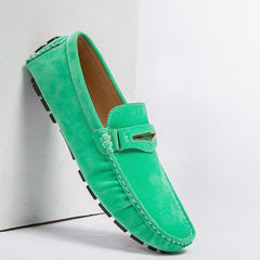 Mocasines cómodos de ante de colores para hombre, Verde
