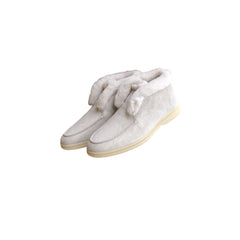 Mocasines de ante forrados para mujer, Blanco