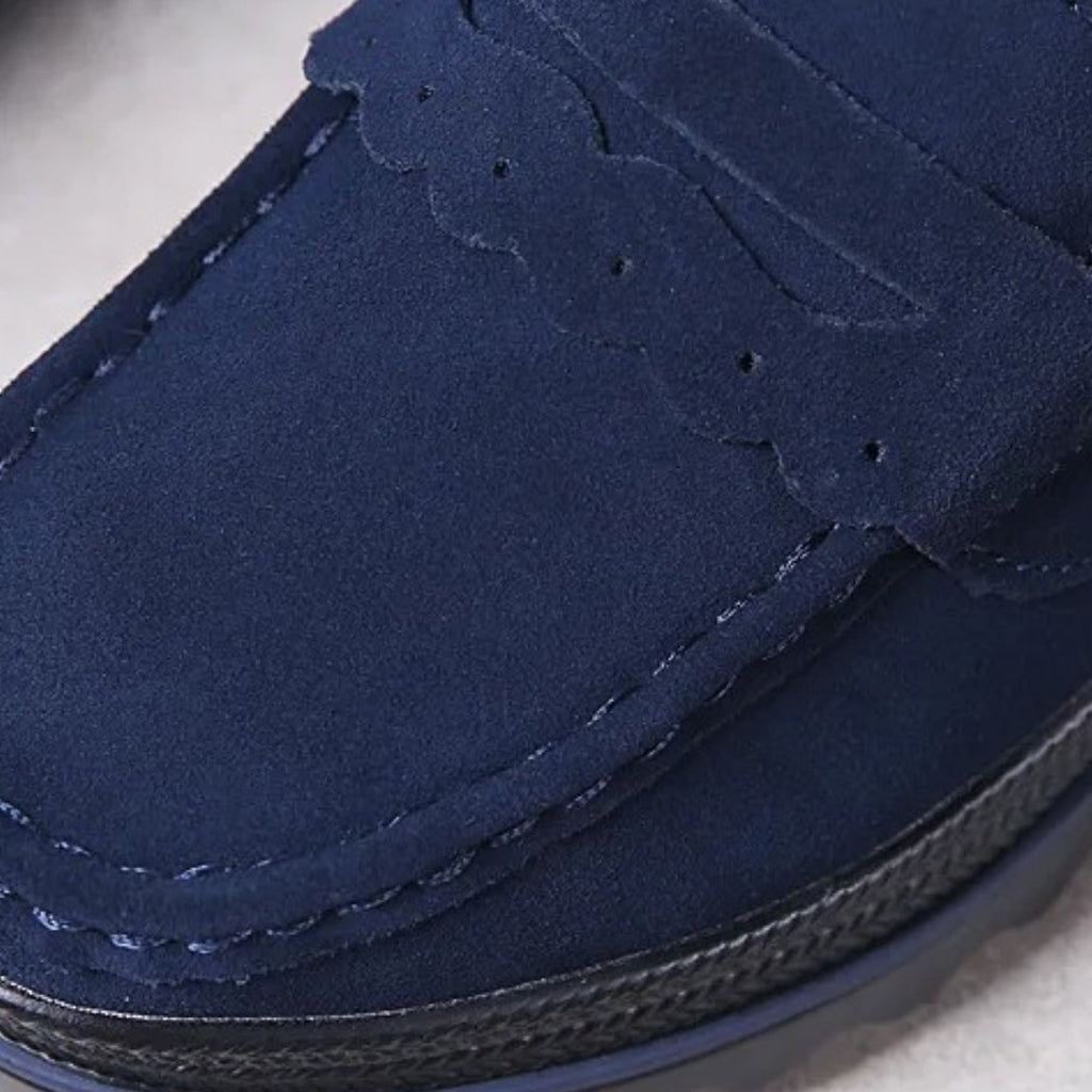 Mocasines de ante para mujer con suela de cuña