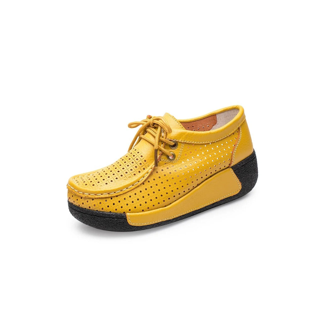 Mocasines mujer de piel con suela de cuña