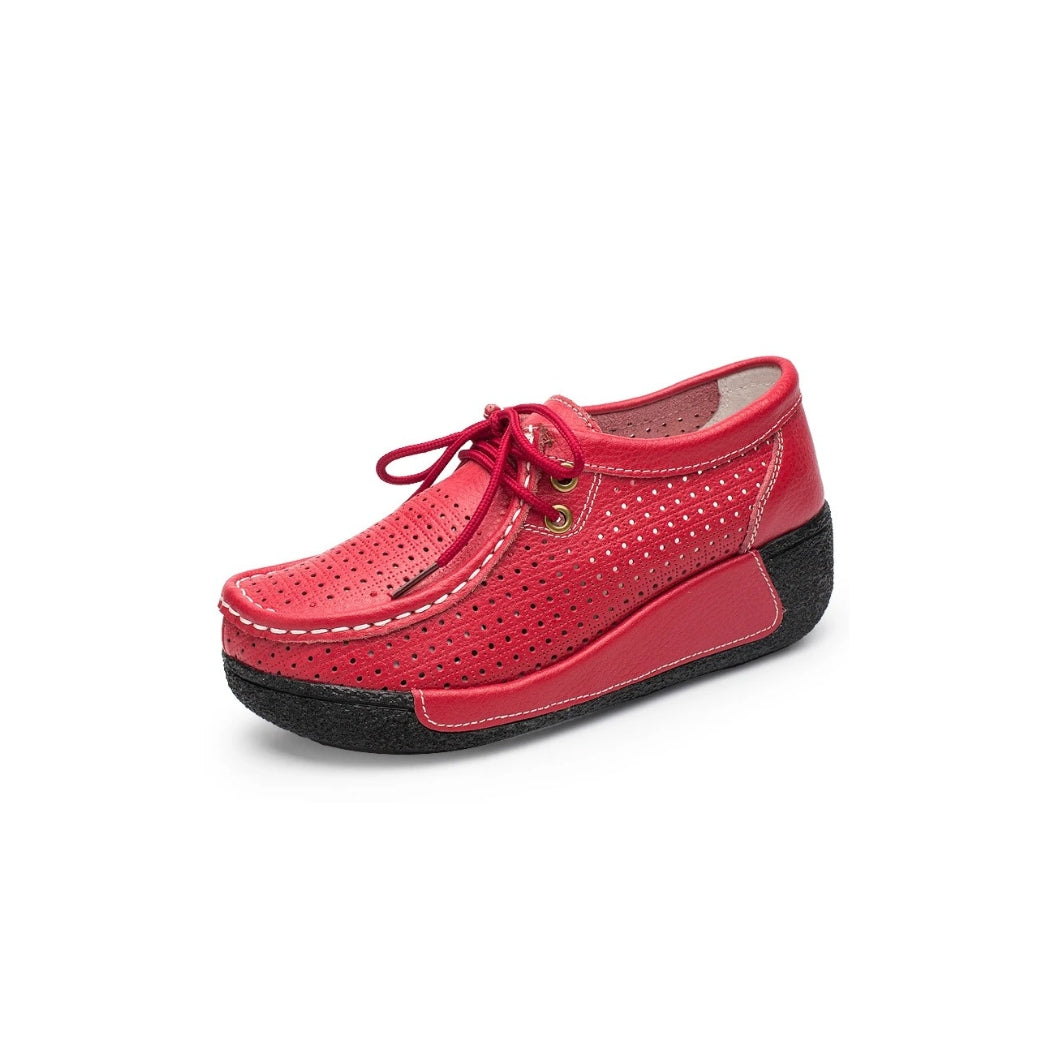 Mocasines mujer de piel con suela de cuña