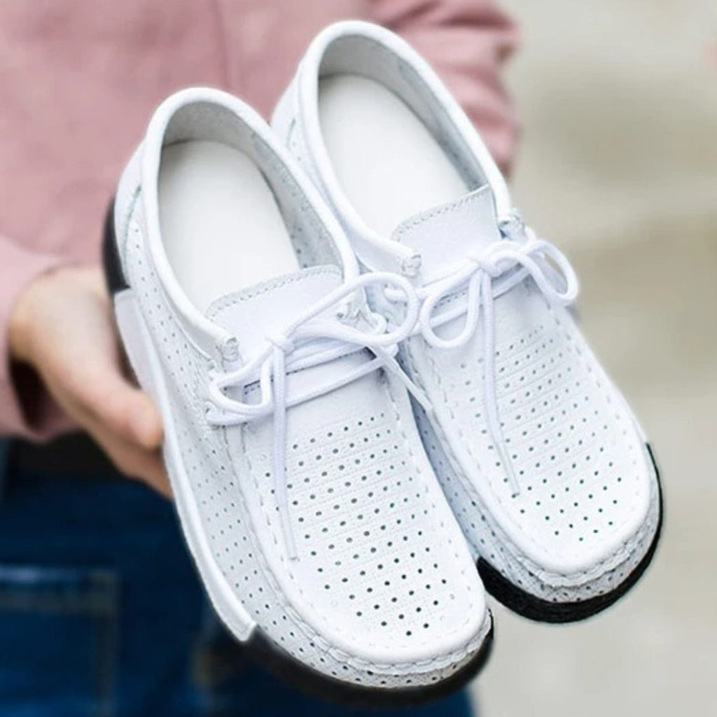 Mocasines mujer de piel con suela de cuña