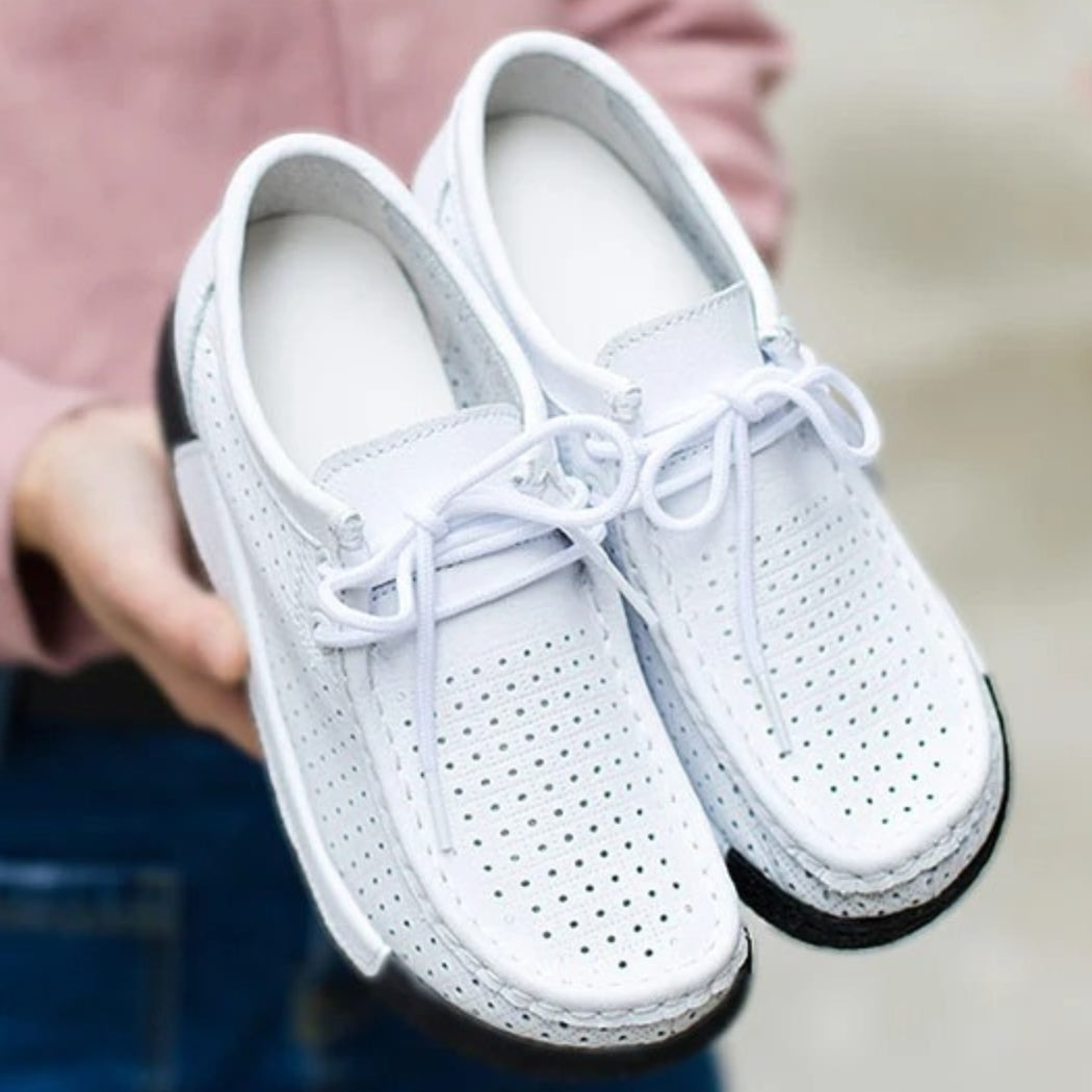 Mocasines mujer de piel con suela de cuña