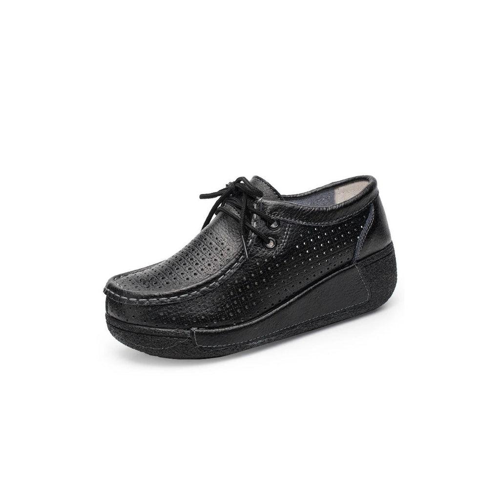 Mocasines mujer de piel con suela de cuña