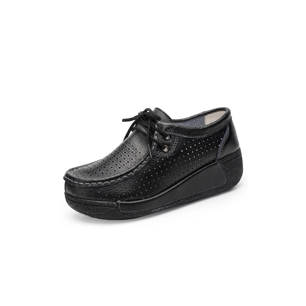 Mocasines mujer de piel con suela de cuña