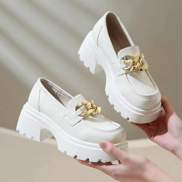 Mocasines de tacón cuadrado para mujer