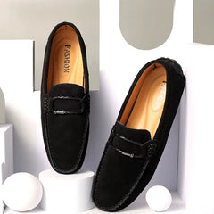 Mocasín estilo náutico de ante para hombre, Negro