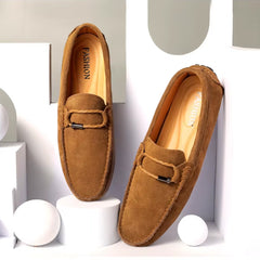 Mocasín estilo náutico de ante para hombre, Camel