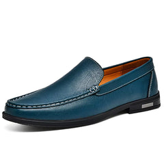 Mocasín casual de piel para hombre, Azul