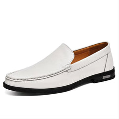 Mocasín casual de piel para hombre, Blanco