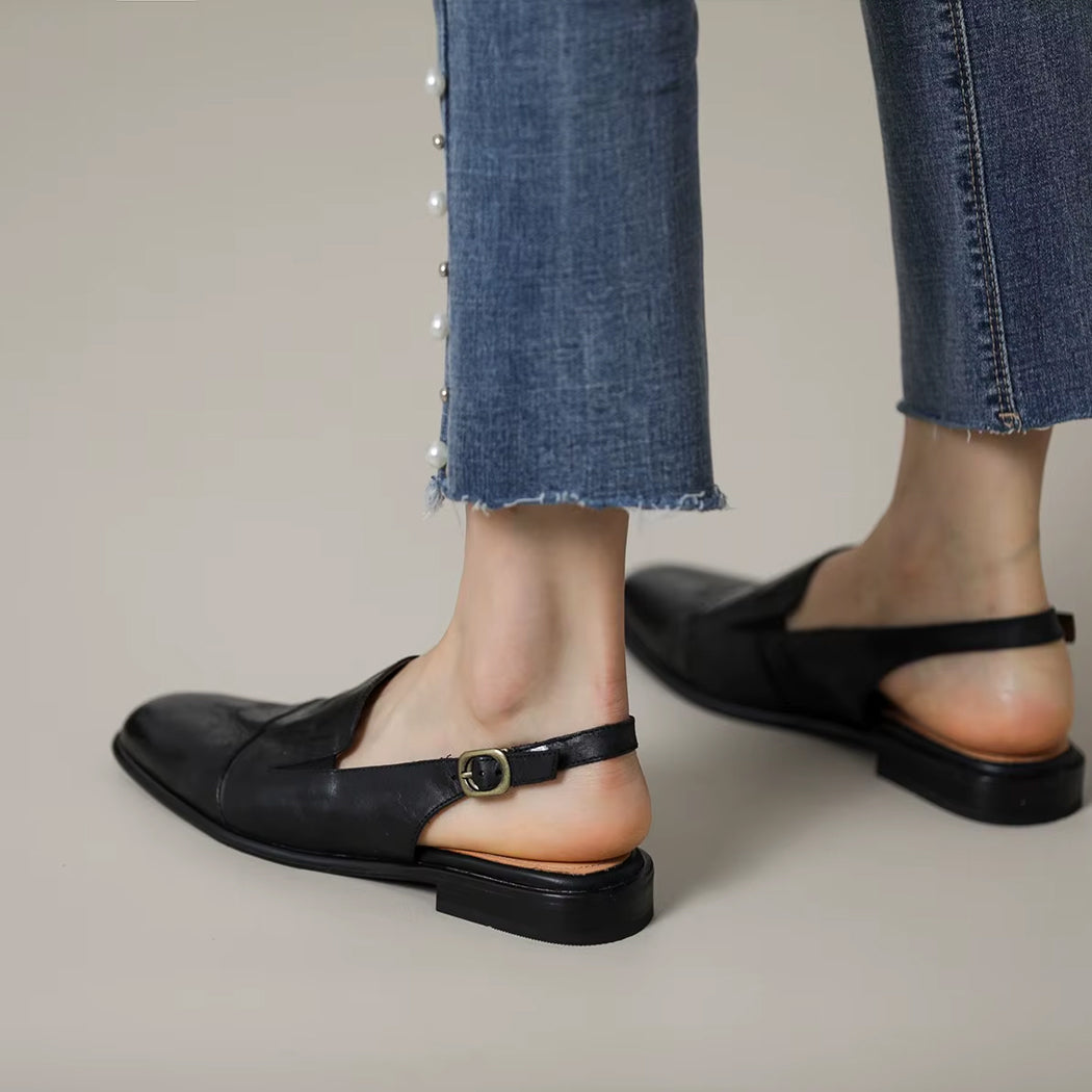 Mocasín mule de piel para mujer