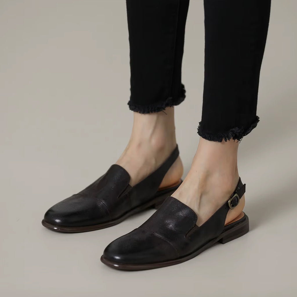 Mocasín mule de piel para mujer