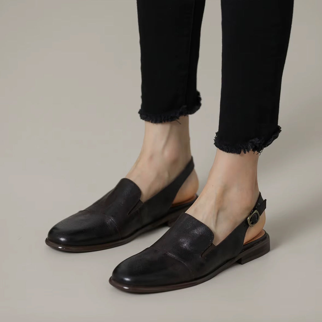 Mocasín mule de piel para mujer
