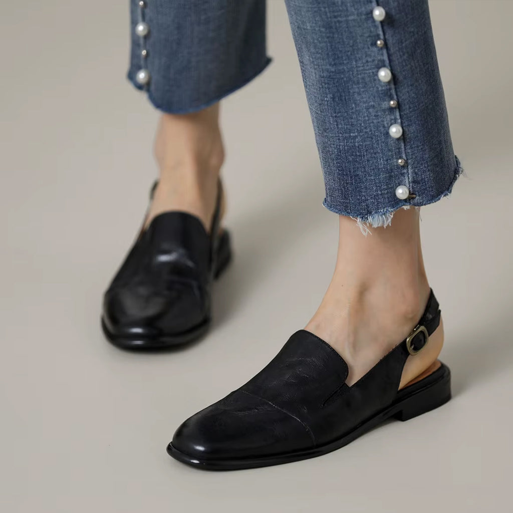 Mocasín mule de piel para mujer