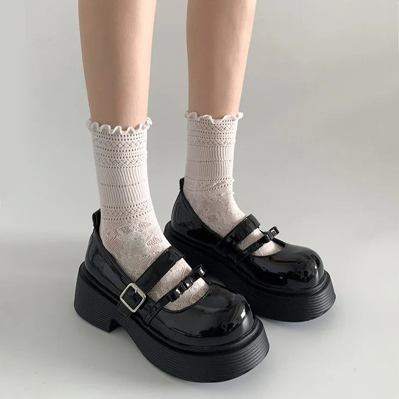 Mocasines Chunky Mary Jane con plataforma y doble correa