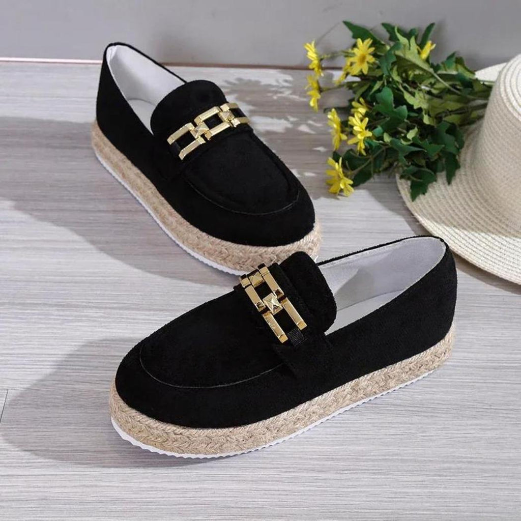 Mocasines con plataforma en gamuza sintética para mujer