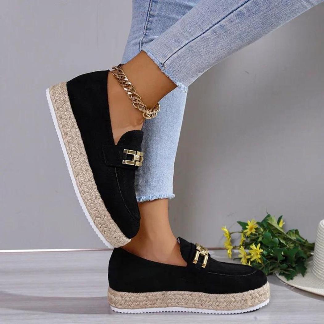 Mocasines con plataforma en gamuza sintética para mujer
