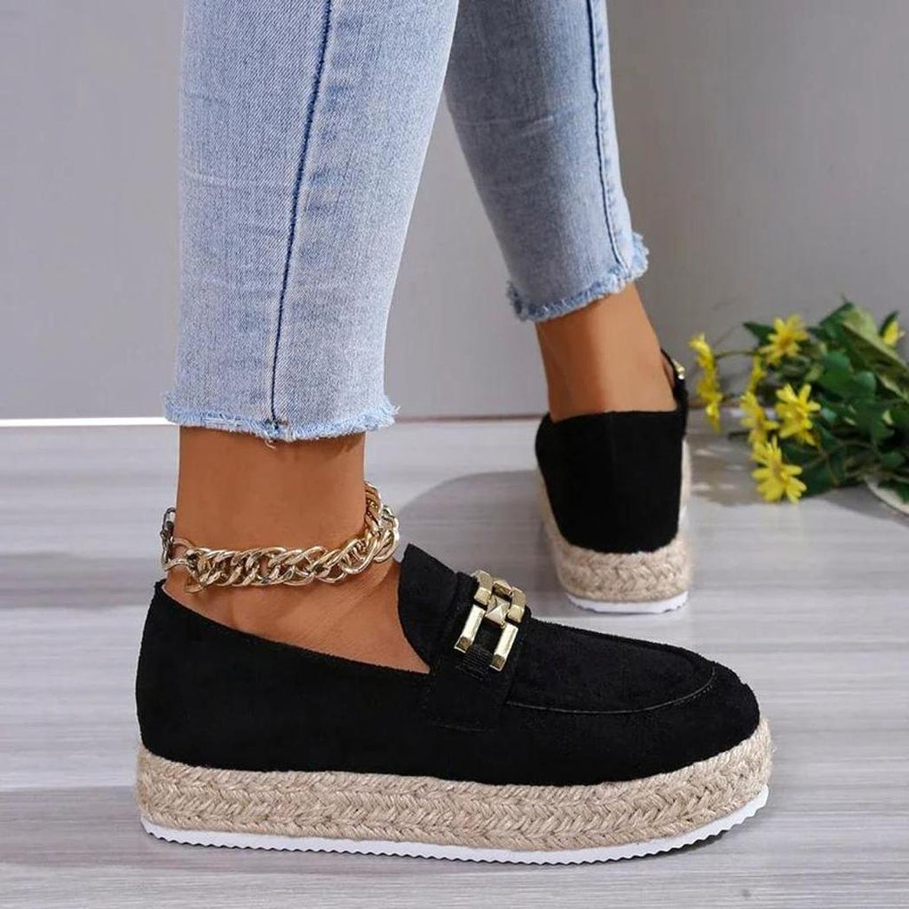 Mocasines con plataforma en gamuza sintética para mujer