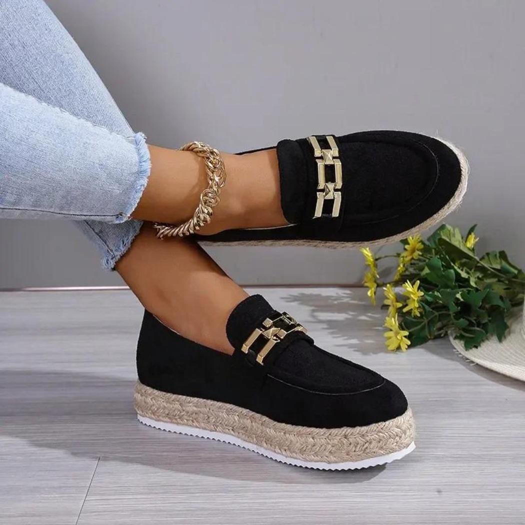 Mocasines con plataforma en gamuza sintética para mujer