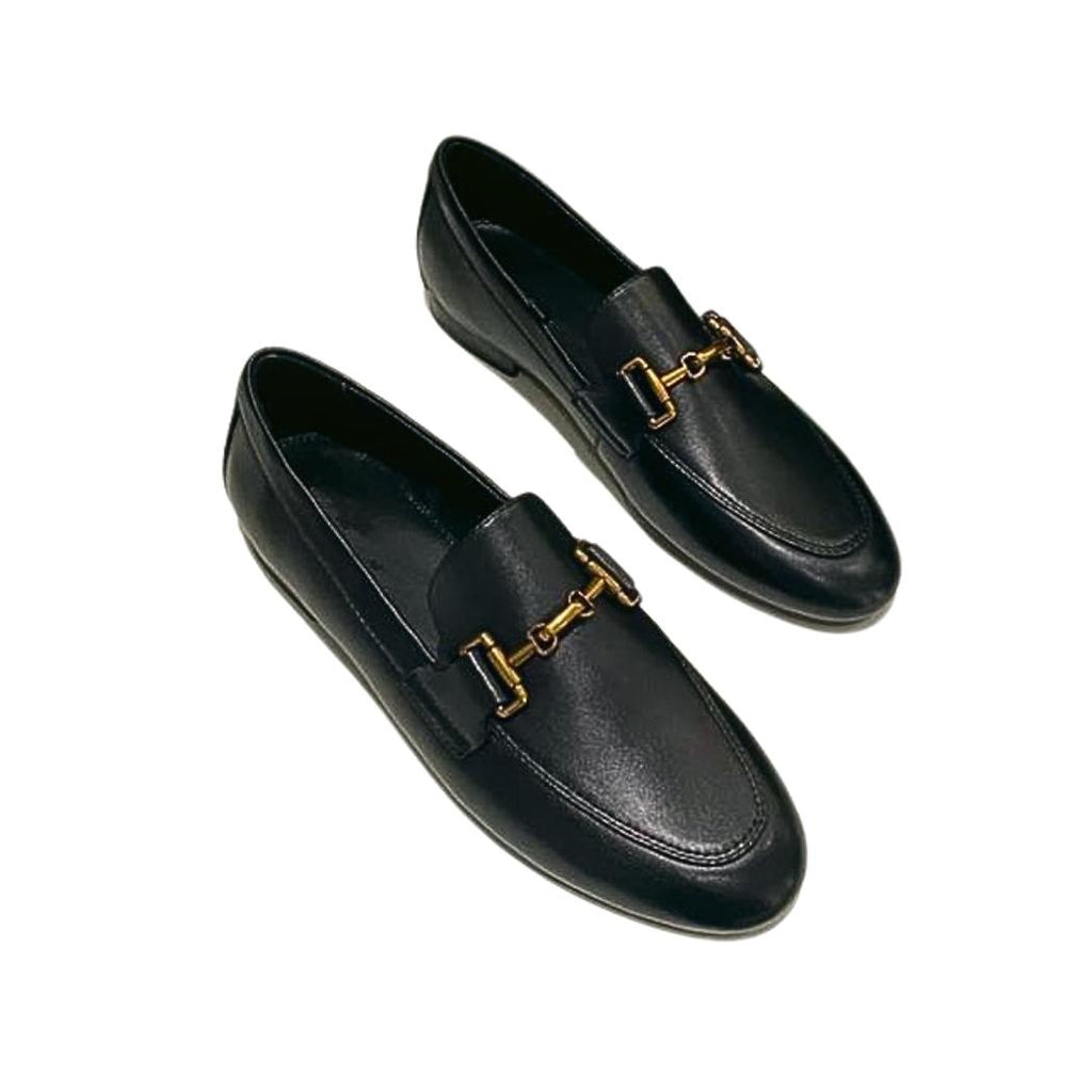 Mocasines mujer de piel auténtica en negro o caqui