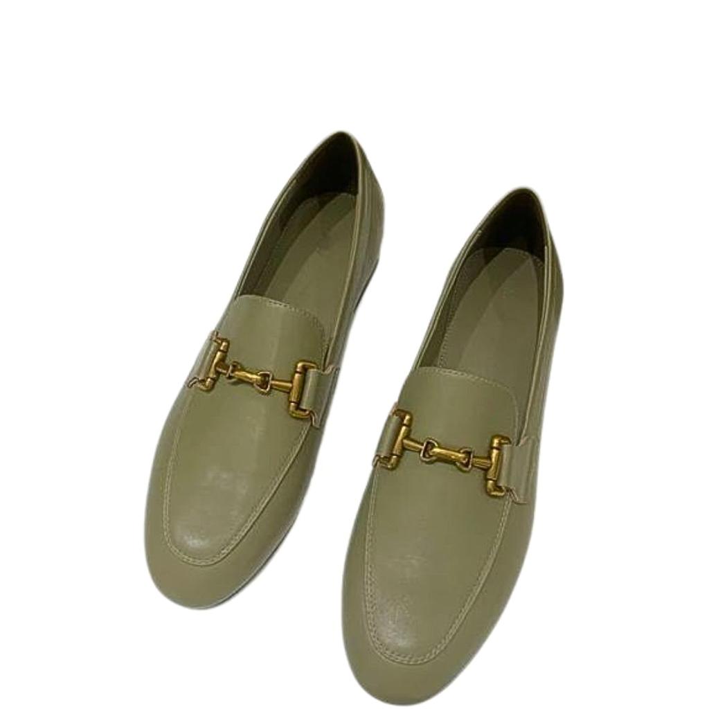 Mocasines mujer de piel auténtica en negro o caqui