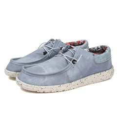 Mocasines hombre de tela con forro floral, Azul