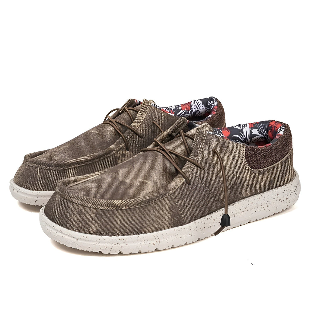Mocasines hombre de tela con forro floral