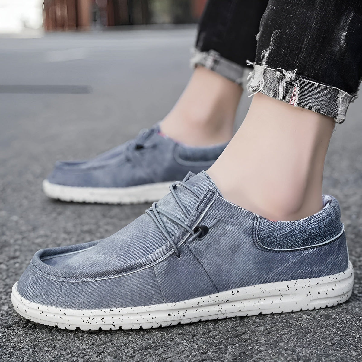 Mocasines hombre de tela con forro floral