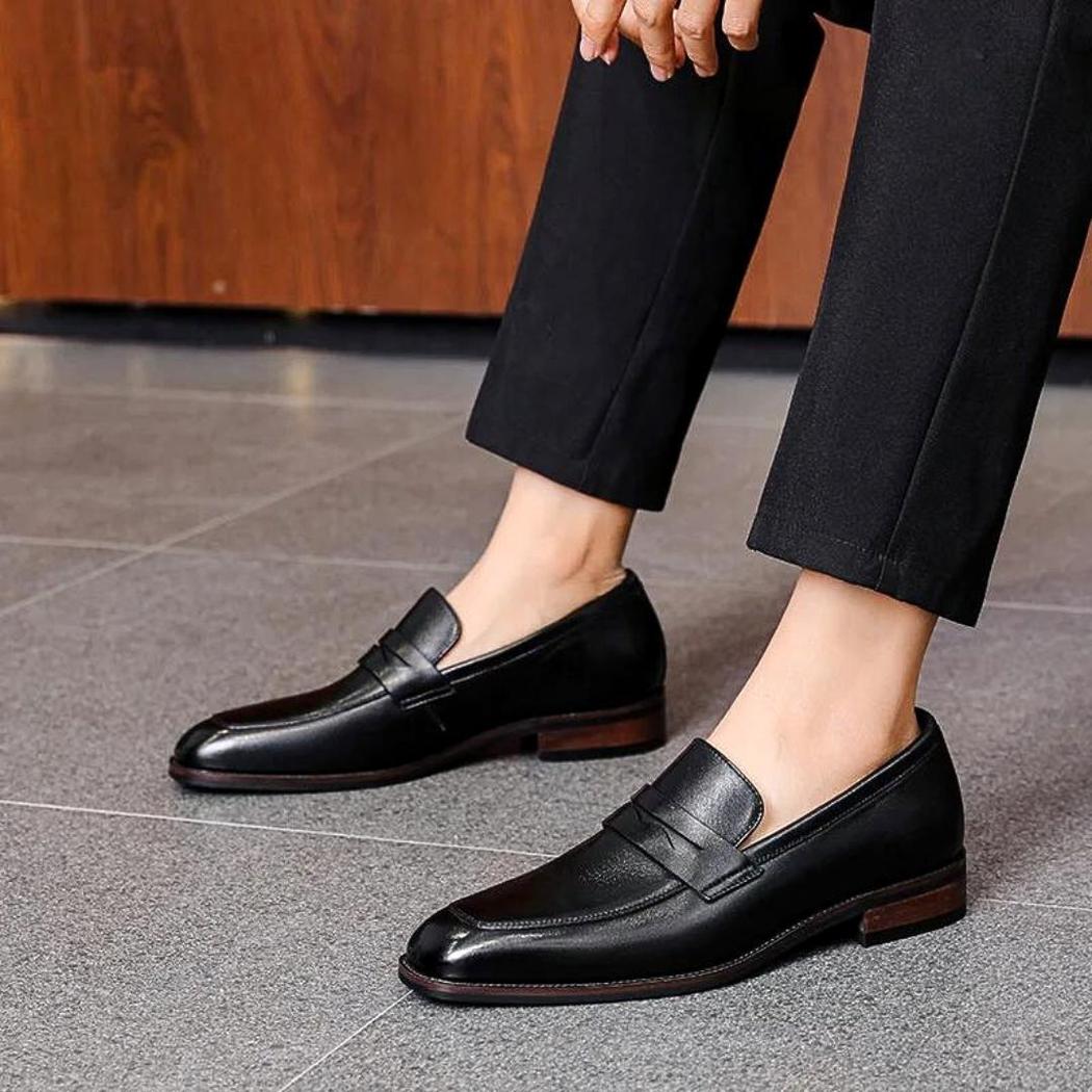 Mocasines de vestir de piel auténtica para hombre