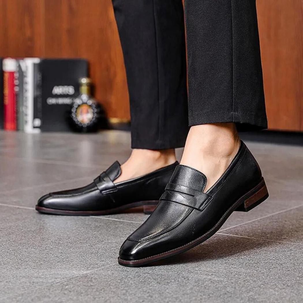 Mocasines de vestir de piel auténtica para hombre