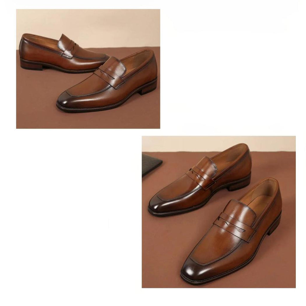 Mocasines de vestir de piel auténtica para hombre