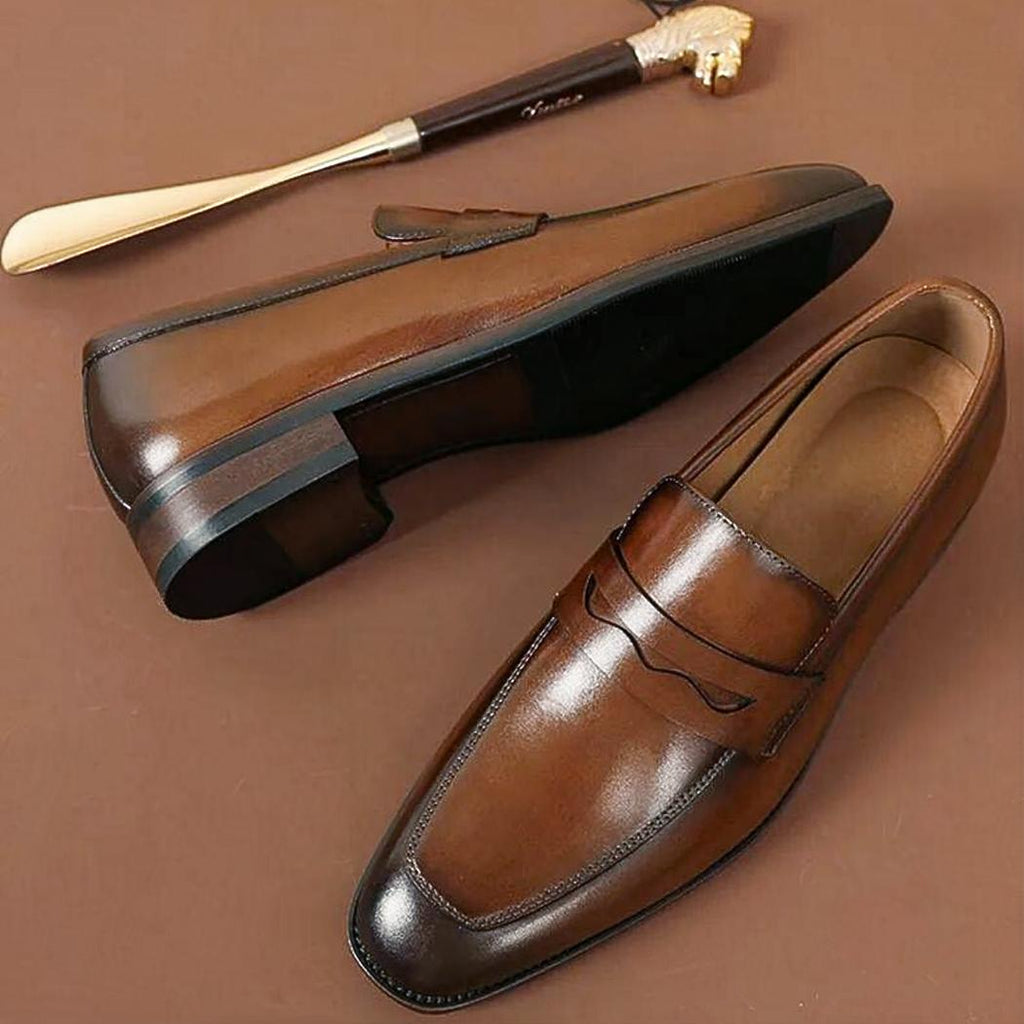 Mocasines de vestir de piel auténtica para hombre