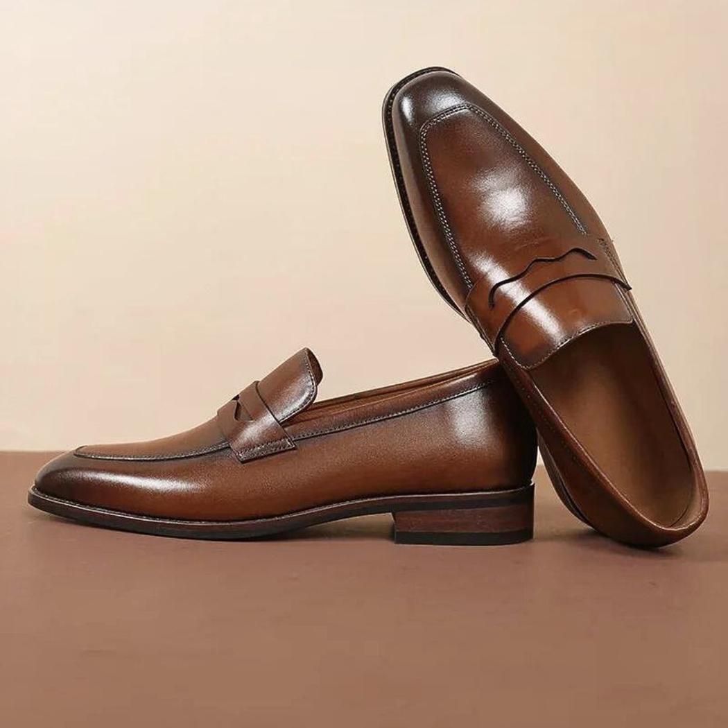 Mocasines de vestir de piel auténtica para hombre