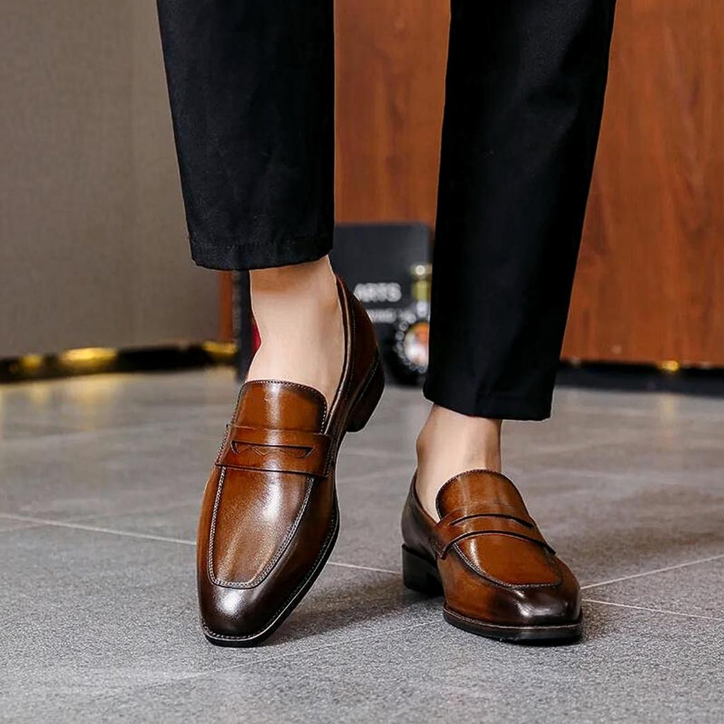 Mocasines de vestir de piel auténtica para hombre
