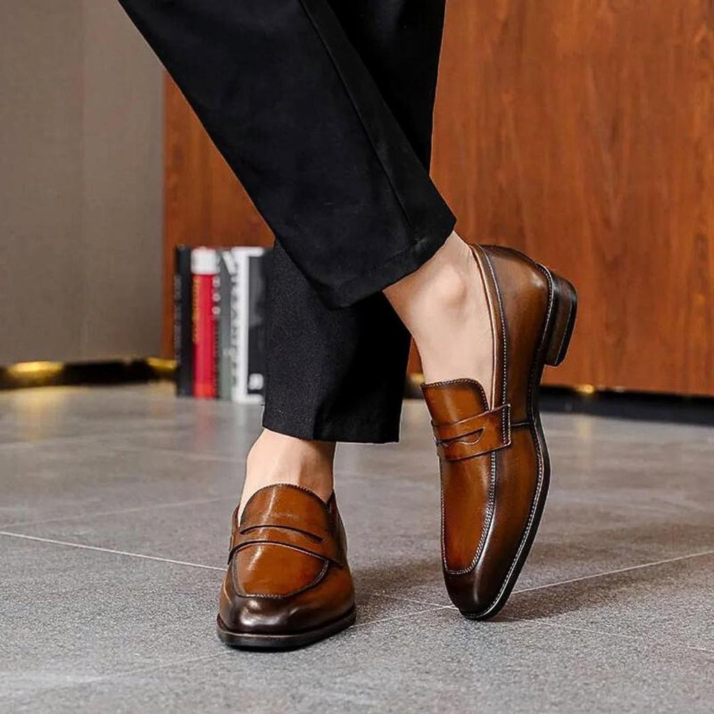 Mocasines de vestir de piel auténtica para hombre