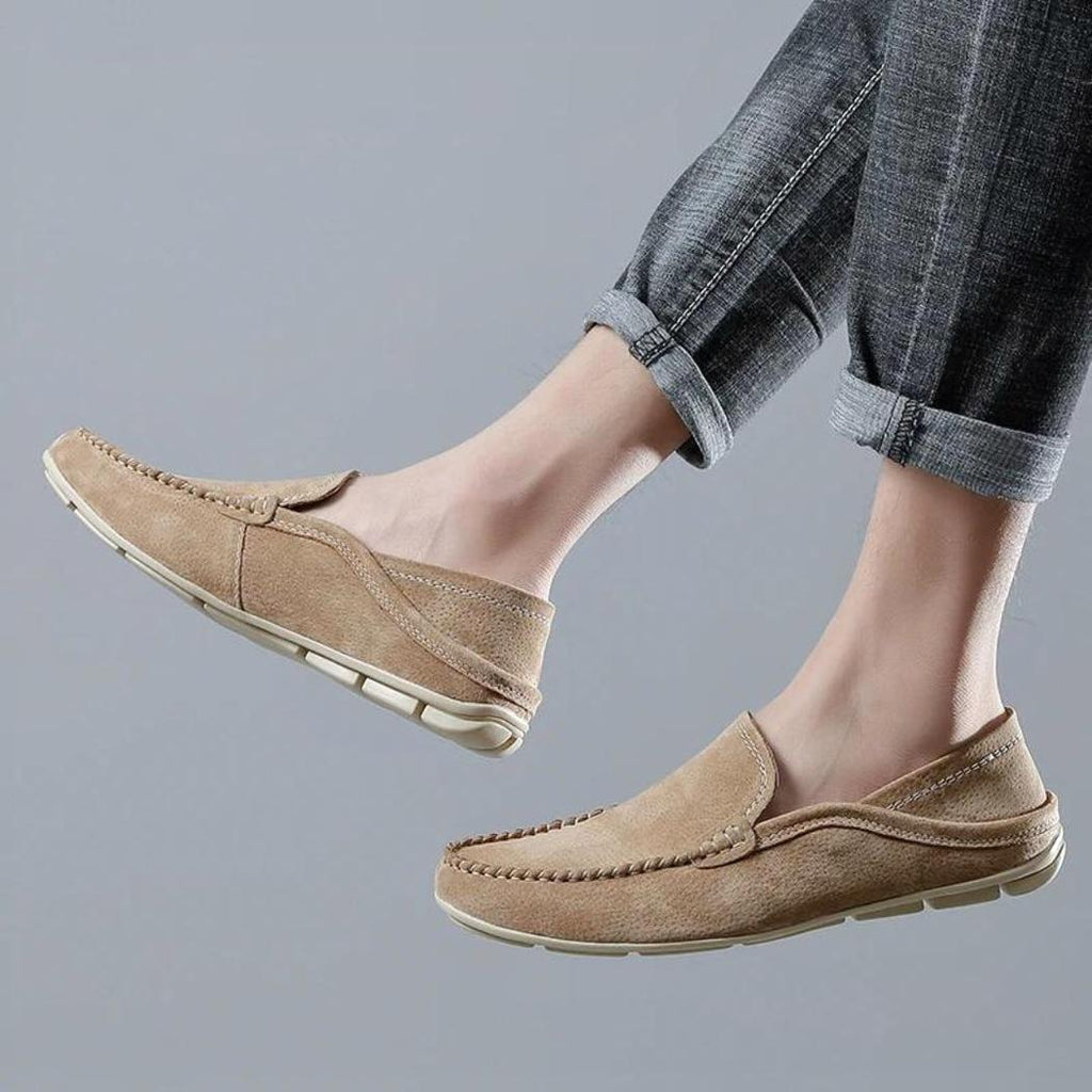 Mocasines para hombre de piel auténtica en color beige o marrón
