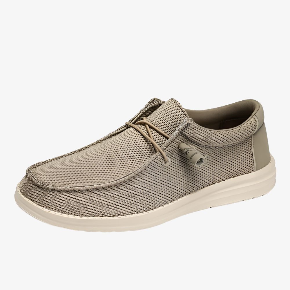 Mocasines de tejido marrón claro sin cordones