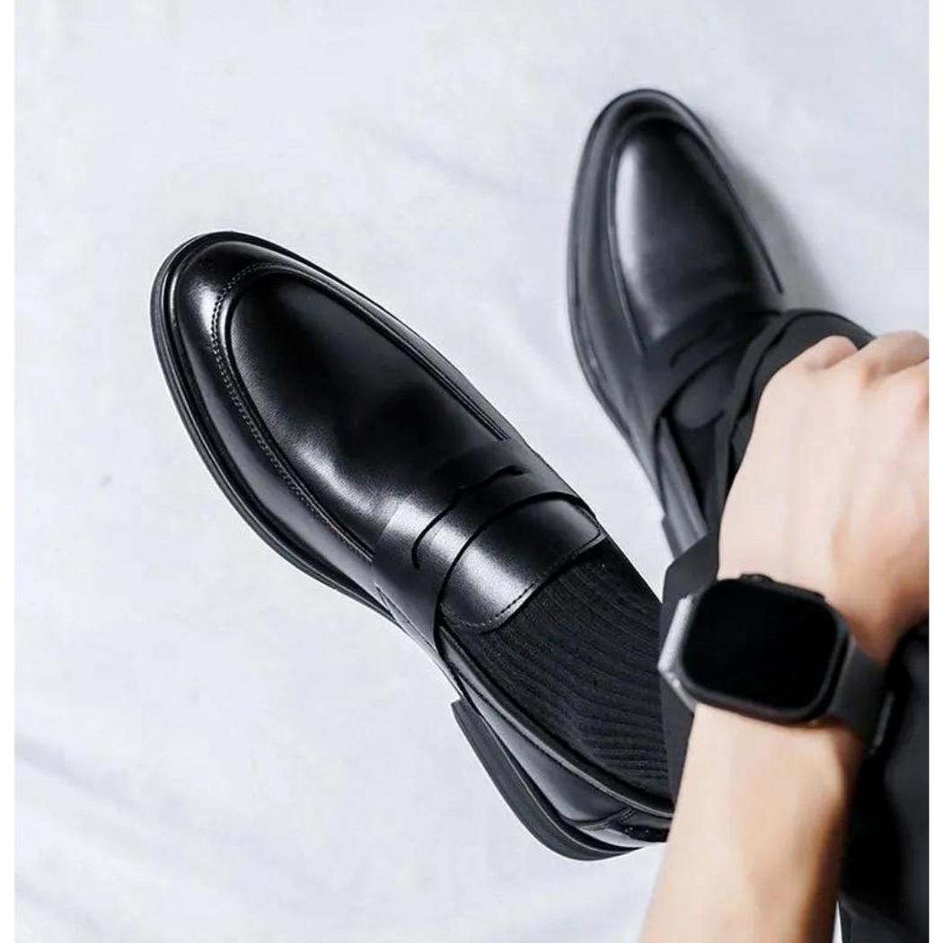 Mocasines negros clásicos de piel sintética para hombre