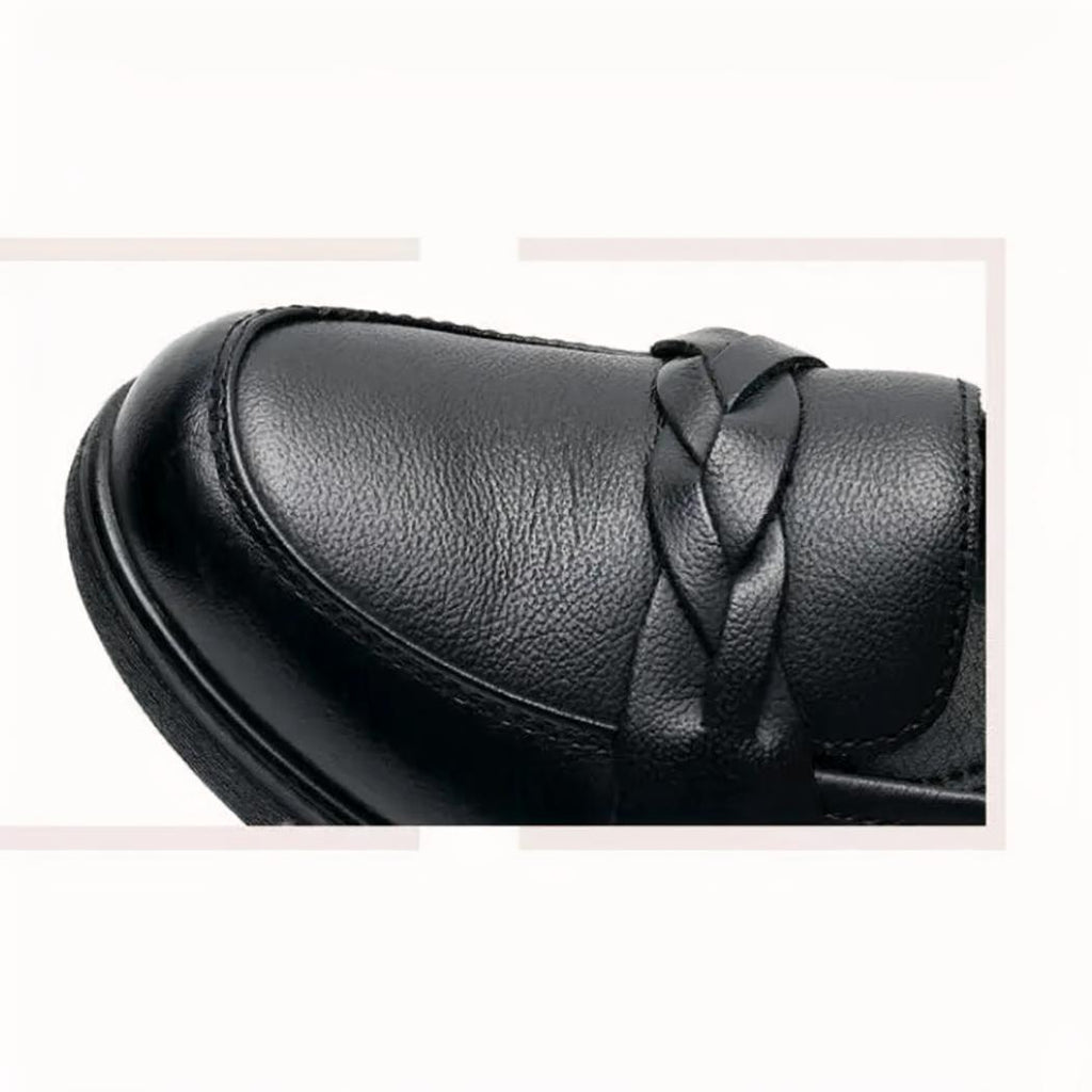 Mocasines negros de mujer en piel auténtica