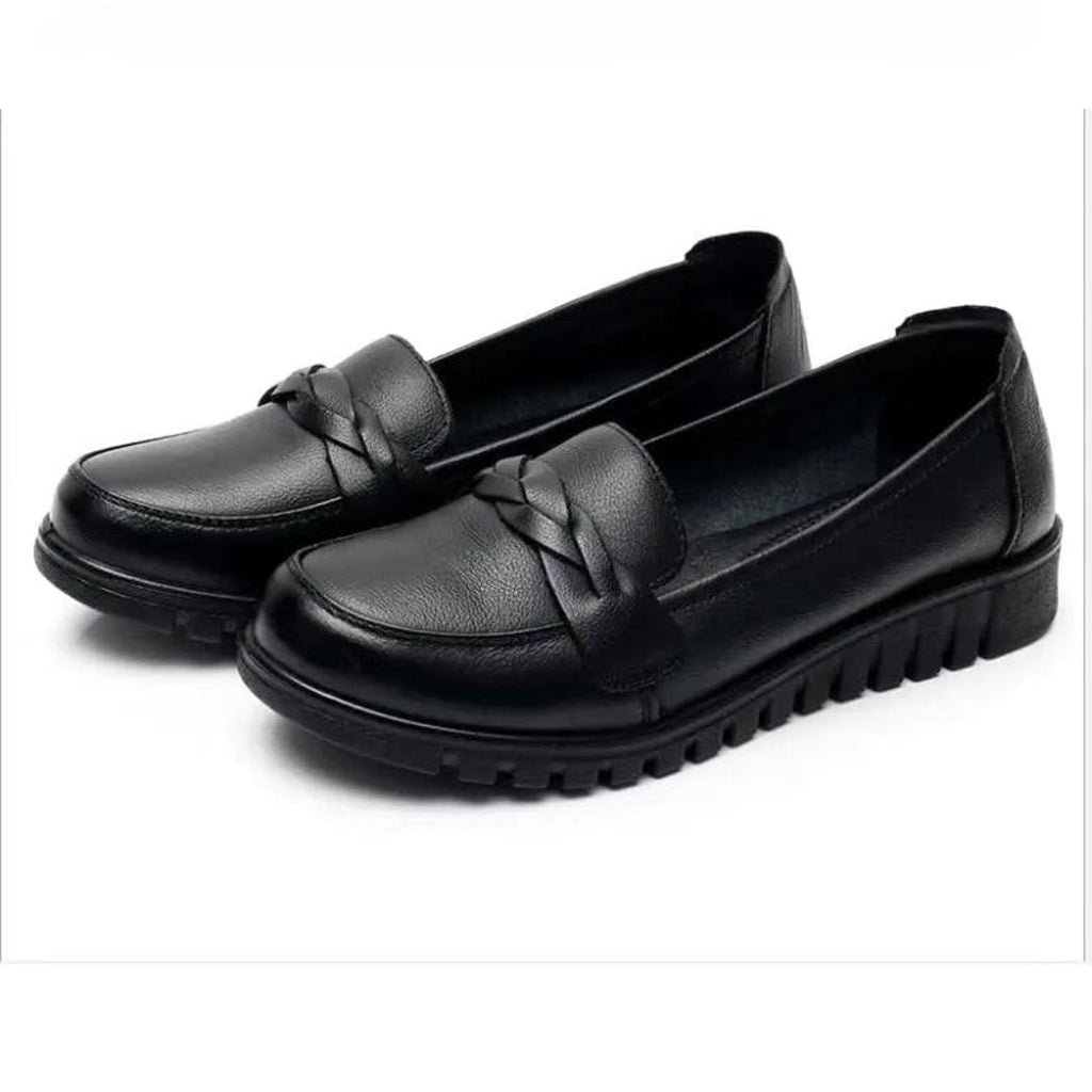 Mocasines negros de mujer en piel auténtica