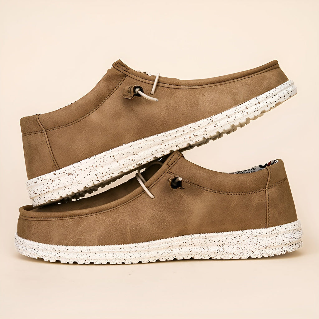 Mocasines de piel sintética marrón y azul para hombre