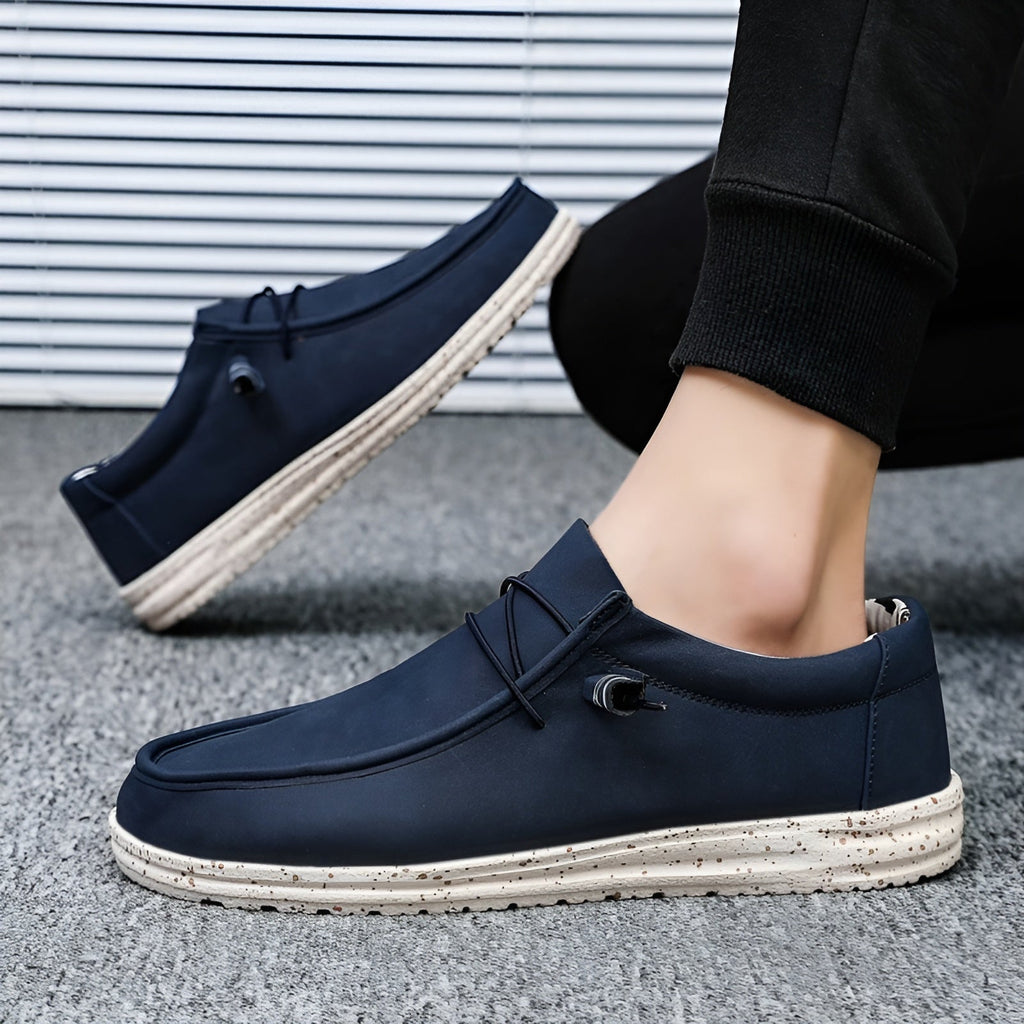 Mocasines de piel sintética marrón y azul para hombre